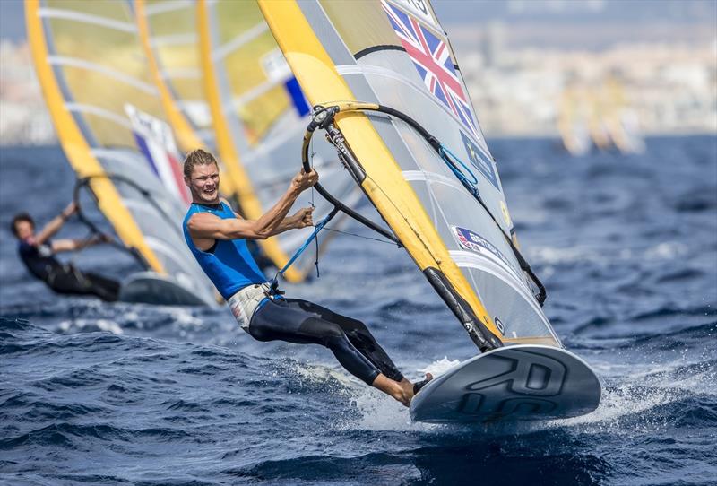 GBR's Tom Squires leads the RS:X fleet overall after day 4 of the 47 Trofeo Princesa Sofía IBEROSTAR - photo © Jesus Renedo / Sailing Energy / Sofia