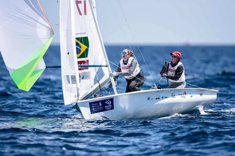 Fernanda Oliveira and Ana Luiza Barbachan on day 3 at Sailing World Cup Hyeres photo copyright Pedro Martinez / Sailing Energy / World Sailing taken at COYCH Hyeres and featuring the 470 class