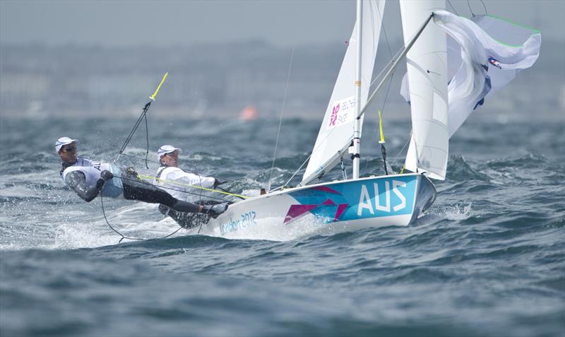 Mat Belcher and Malcolm Page win 470 Gold at the London 2012 Olympic Games photo copyright World Sailing taken at Weymouth & Portland Sailing Academy and featuring the 470 class