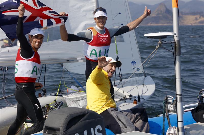 Silver for Mathew Belcher & William Ryan (AUS) in the Men's 470 at the Rio 2016 Olympic Sailing Competition photo copyright Sailing Energy / World Sailing taken at  and featuring the 470 class