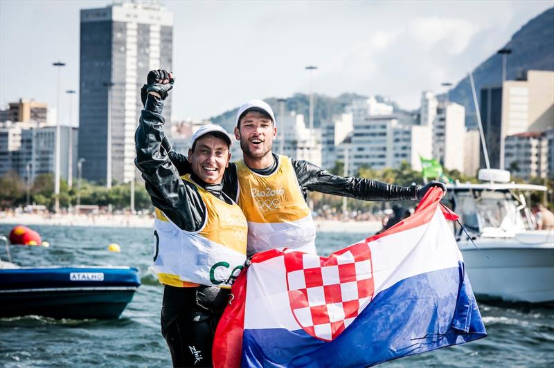 Gold for Sime Fantela & Igor Marenic (CRO) in the Men's 470 class at the Rio 2016 Olympic Sailing Competition - photo © Sailing Energy / World Sailing