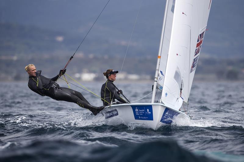 470 women Amy Seabright & Anna Carpenter on day 2 at World Cup Hyères photo copyright Richard Langdon / British Sailing Team taken at COYCH Hyeres and featuring the 470 class