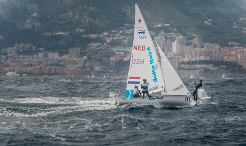 Afrodite Zegers/Anneloes Van Veen (NED-1) on day 4 of the 470 Europeans at Monaco photo copyright Mesi taken at Yacht Club de Monaco and featuring the 470 class