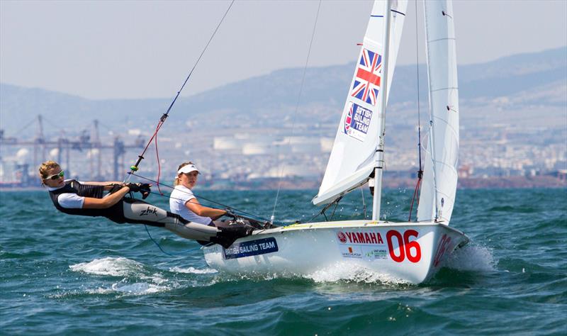 Hannah Mills and Eilidh McIntyre (GBR) at the 470 Worlds on day 1 photo copyright Nikos Alevromytis / International 470 Class taken at Nautical Club of Thessaloniki and featuring the 470 class
