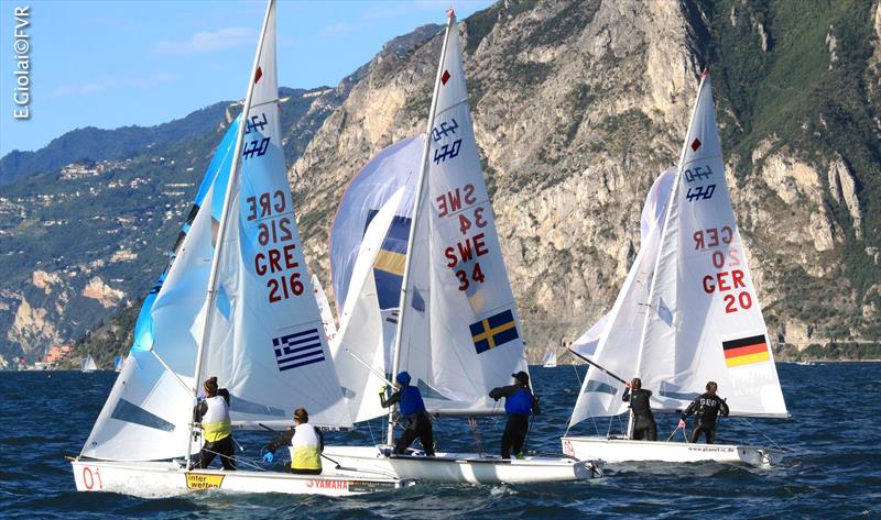 420 and 470 Junior Europeans at Lake Garda day 5 photo copyright Elena Giolai taken at Fraglia Vela Riva and featuring the 470 class