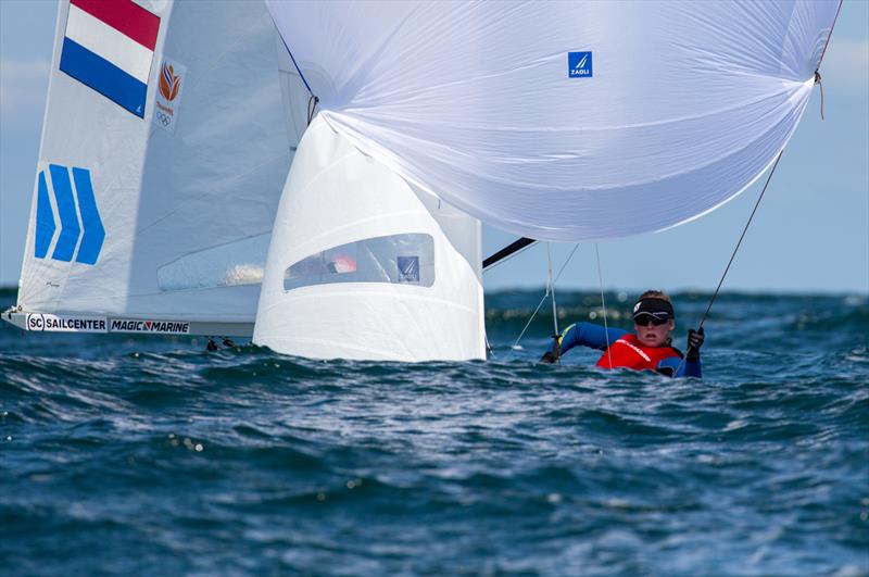 Afrodite Zegers/Anneloes van Veen (NED) - 2018 470 European Championships - Day 4 photo copyright Nikos Alevromytis / International 470 Class taken at Yacht Club Port Bourgas and featuring the 470 class