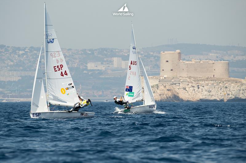 Nia Jerwood and Conor Nicholas in the mixed 470 - photo © Vincent Curutchet / World Sailing