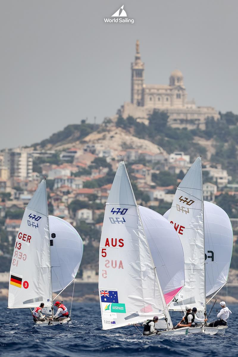 Paris 2024 Olympic Sailing Test Event - Day 4 photo copyright Sander van der Borch / World Sailing taken at  and featuring the 470 class