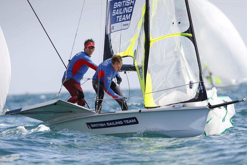 Dylan Fletcher in action in the 49er photo copyright Paul Wyeth / RYA taken at RYA Dinghy Show and featuring the 49er class