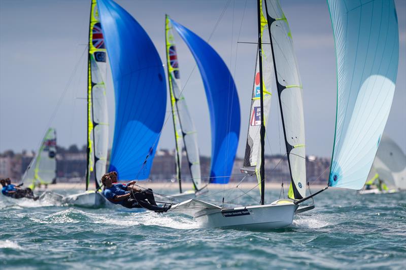 David Evans and Edward Powys on day 2 of the Sail for Gold Regatta photo copyright Paul Wyeth / RYA taken at Weymouth & Portland Sailing Academy and featuring the 49er class