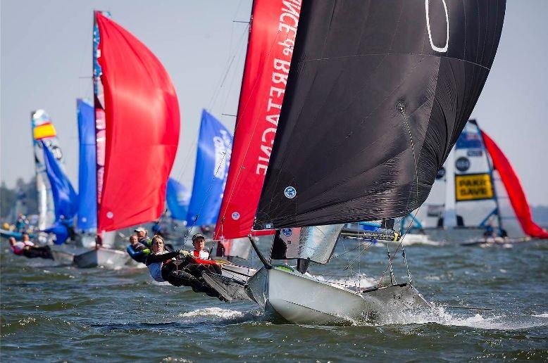 Racing on day 1 of the Seiko 49er & 49erFX Europeans in Helsinki photo copyright Mick Anderson / www.sailingpix.dk taken at  and featuring the 49er class