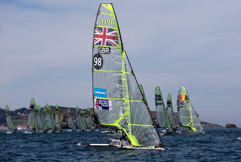 Light winds on day 4 of the ISAF Sailing World Championship photo copyright Ocean Images taken at  and featuring the 49er class