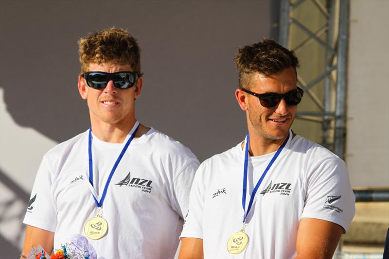 Peter Burling and Blair Tuke (NZL) win the 49er class at the ISAF Sailing World Championship in Santander photo copyright ISAF taken at  and featuring the 49er class