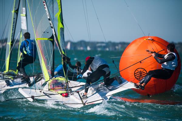 Brad Funk and Trevor Burd on day 2 at ISAF Sailing World Cup Miami - photo © Jen Edney