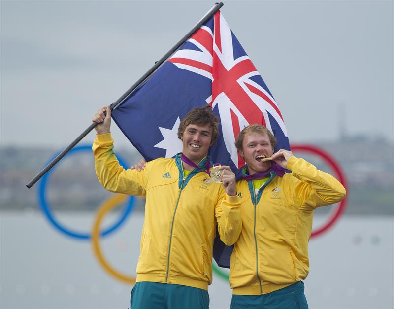 Nathan Outteridge and Iain Jensen win Gold at London 2012 - photo © onEdition
