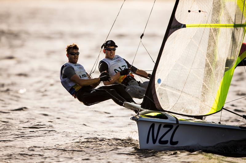 Peter Burling & Blair Tuke win the first two races in the 49er at the Rio 2016 Olympic Sailing Competition photo copyright Sailing Energy / World Sailing taken at  and featuring the 49er class