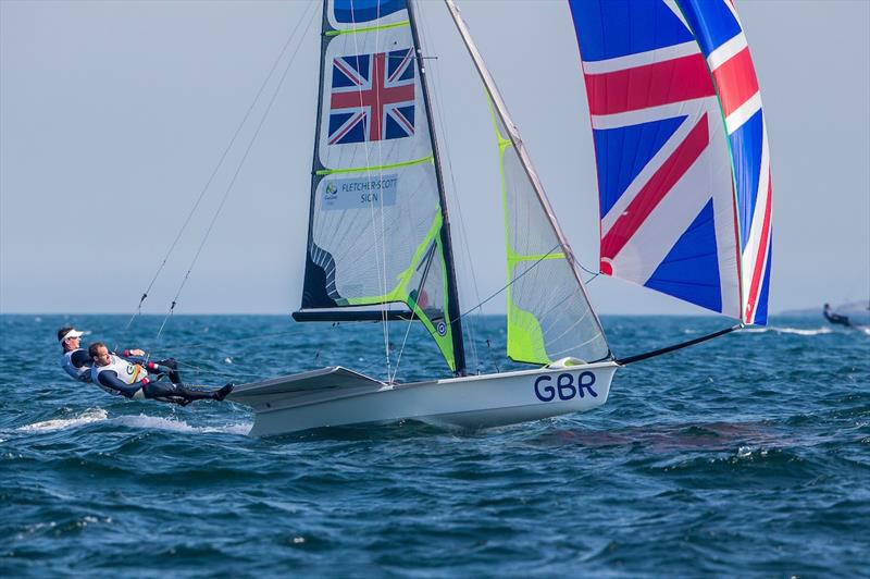 Dylan Fletcher-Scott & Alain Sign in the 49er on day 8 at the Rio 2016 Olympic Sailing Competition - photo © Sailing Energy / World Sailing