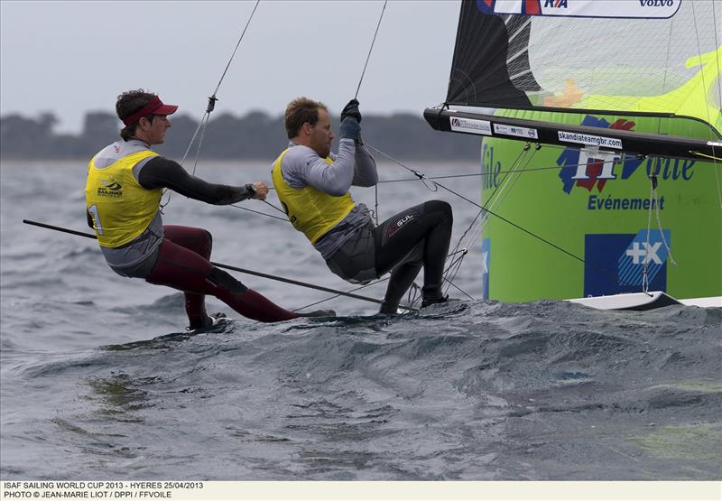 Gold for Dylan Fletcher and Alain Sign at ISAF Sailing World Cup Hyeres photo copyright Jean Marie Liot / DPPI / FFVoile taken at  and featuring the 49er class