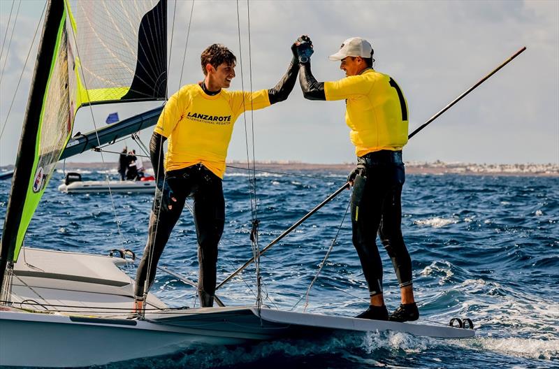 Diego Botín and Florian Trittel (ESP) win in 49er, making their debut as a pair in the class - Lanzarote International Regatta 2022 photo copyright Sailing Energy taken at  and featuring the 49er class