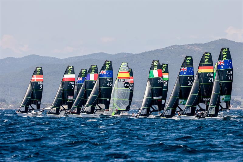 49er start - NZL Sailing Team - Day 1 - 53rd Semaine Olympique Francais, Hyeres - April 2022 photo copyright Sailing Energy / World Sailing taken at  and featuring the 49er class