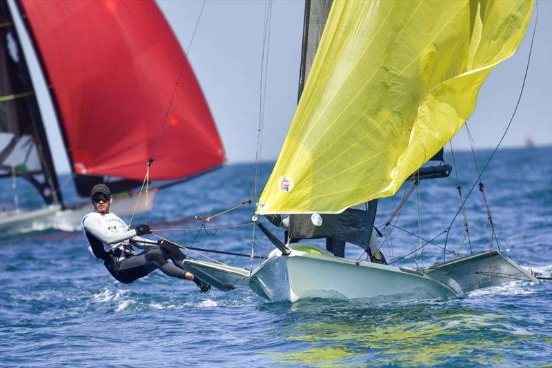 Action on the 49er fleet course at the 2023 Asian Sailing Championships photo copyright YRAT taken at Royal Varuna Yacht Club and featuring the 49er class