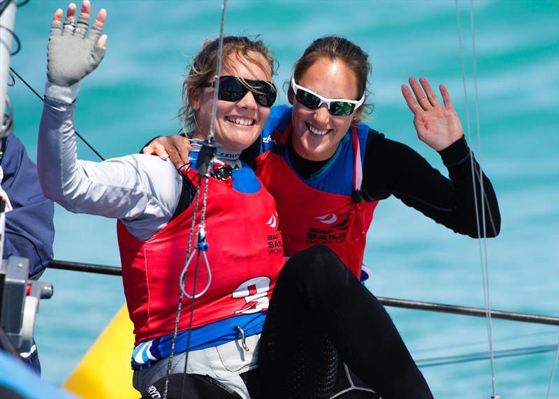 49er FX bronze for Charlotte Dobson and Sophie Ainsworth at ISAF Sailing World Cup Mallorca photo copyright Richard Langdon / British Sailing Team taken at  and featuring the 49er FX class