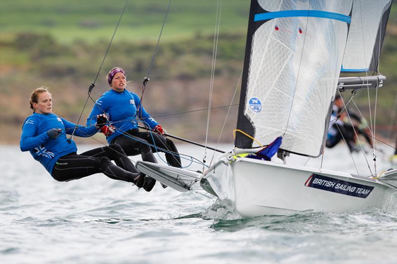 Kate Macregor and Katrina Best on day 3 of the Sail for Gold Regatta photo copyright Paul Wyeth / RYA taken at Weymouth & Portland Sailing Academy and featuring the 49er FX class