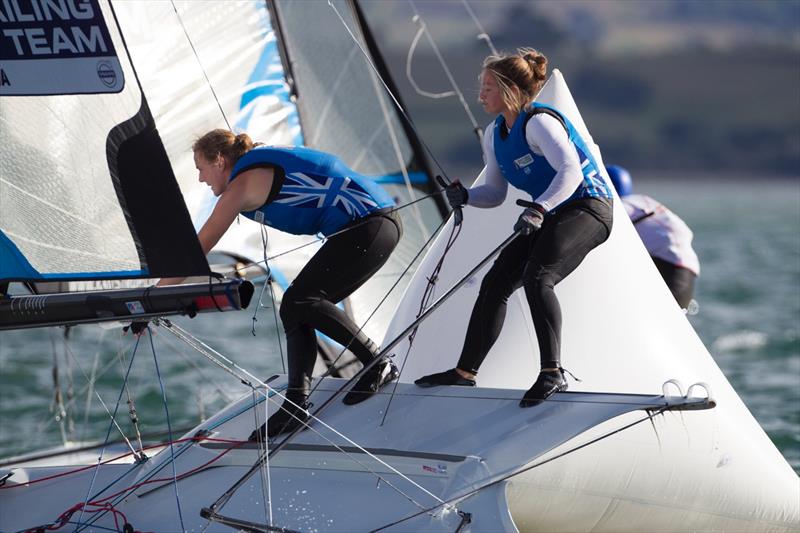 Kate Macgregor and Katrina Best on day 5 of the ISAF Sailing World Championship photo copyright Ocean Images / British Sailing Team taken at  and featuring the 49er FX class