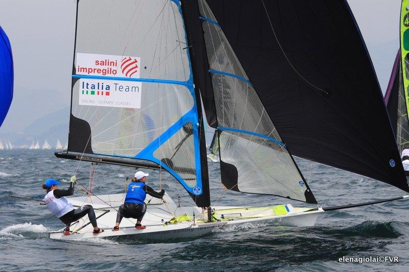 Day 1 of Eurosaf Champions Sailing Cup Leg 2 at Lake Garda photo copyright Elena Giolai taken at Fraglia Vela Riva and featuring the 49er FX class