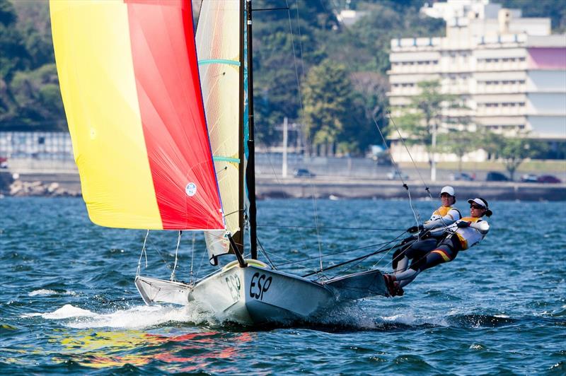 Tamara Echegoyen and Berta Betanzos (ESP) on day 9 at the Rio 2016 Olympic Sailing Competition photo copyright Sailing Energy / World Sailing taken at  and featuring the 49er FX class