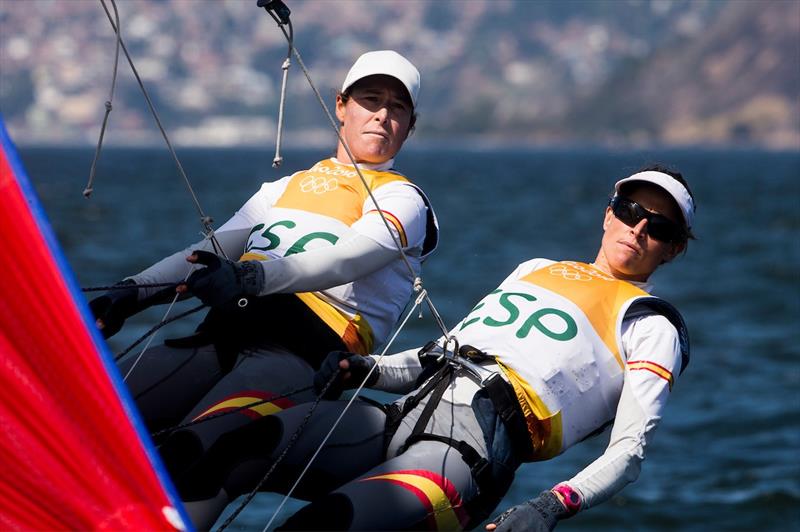 Tamara Echegoyen and Berta Betanzos (ESP) on day 9 at the Rio 2016 Olympic Sailing Competition - photo © Sailing Energy / World Sailing