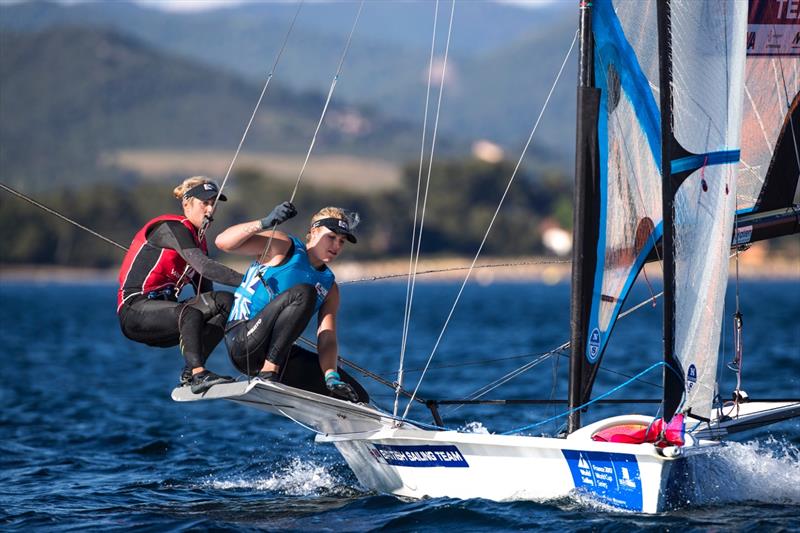 Charlotte Dobson & Saskia Tidey on World Cup Hyères day 4 photo copyright Richard Langdon / Ocean Images taken at COYCH Hyeres and featuring the 49er FX class