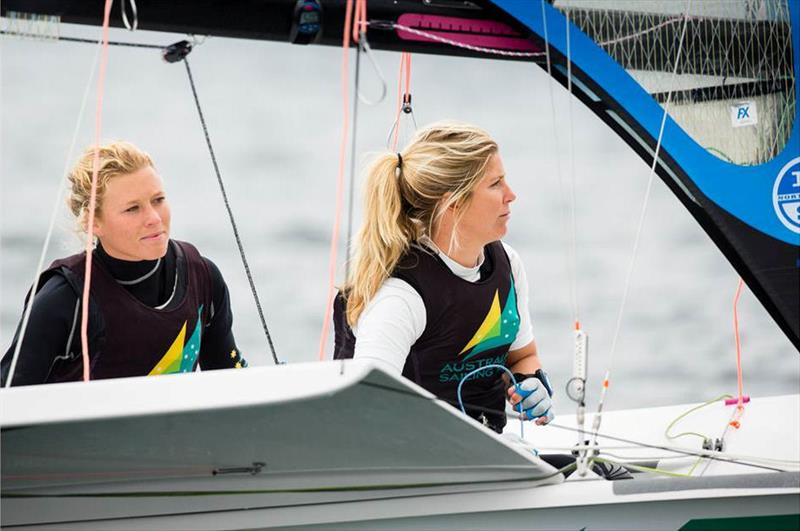 Haylee Outteridge and Nina Curtis on day 4 at the SAP 49er and 49er FX Europeans 2013 - photo © Mick Anderson / www.sailingpix.dk
