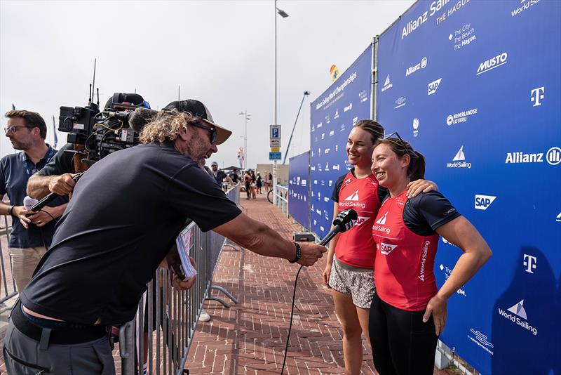 Olivia Price and Evie Haseldine win the bronze medal in the 49erFX. Australian Sailing Team competing the Sailing World Championships in The Hague (8-20 August ) photo copyright Beau Outteridge / Australian Sailing Team taken at  and featuring the 49er FX class