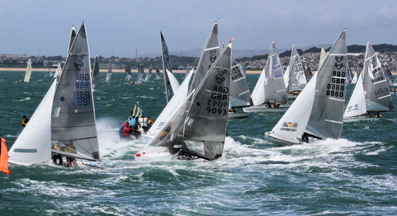 Big winds, big waves and a big fleet, truly the fine line between brilliance and insanity : The gate start on day 4 of the SAP 505 Worlds at Weymouth 2016 photo copyright Mark Jardine taken at Weymouth & Portland Sailing Academy and featuring the 505 class