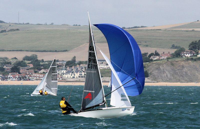 Ian Pinnell & Alex Davies on day 4 of the SAP 505 Worlds at Weymouth photo copyright Mark Jardine taken at Weymouth & Portland Sailing Academy and featuring the 505 class