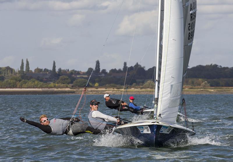Toby Barsley-Dale and Richard Nurse lead Graeme and Paul Wilcox in Race 1 during the Stone 505 Open photo copyright Tim Olin / www.olinphoto.co.uk taken at Stone Sailing Club and featuring the 505 class