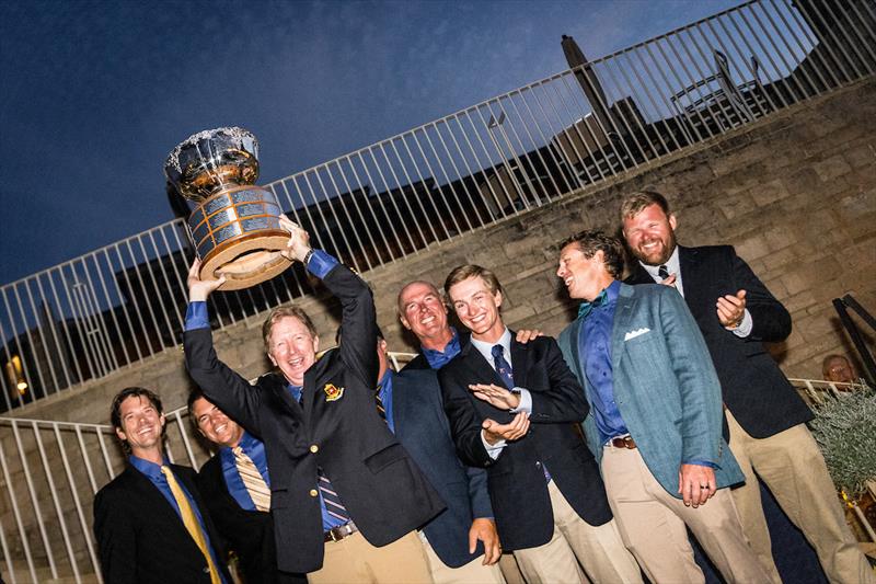 2023 Six Metre World Championship Prize Giving - Jamie Hilton and the Scoundrel crew hold aloft the Six Metre World Cup photo copyright SailingShots by Maria Muiña taken at Royal Yacht Squadron and featuring the 6m class