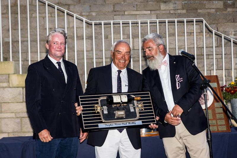 2023 Six Metre World Championship Prize Giving - The Trophy Pierre-Paul Heckly, for the winner of the Corinthian Open Division, to Philippe Durr and Reiner Muller's Junior photo copyright SailingShots by Maria Muiña taken at Royal Yacht Squadron and featuring the 6m class