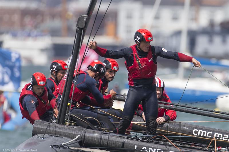 First day of racing at the America's Cup World Series Portsmouth photo copyright ACEA 2015 / Gilles Martin-Raget taken at  and featuring the AC45 class