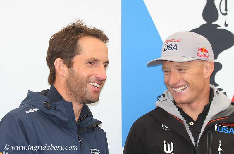 Ben Ainslie & Jimmy Spithill at the Louis Vuitton America's Cup World Series Portsmouth prize giving photo copyright Mark Lloyd / Lloyd Images taken at  and featuring the AC45 class
