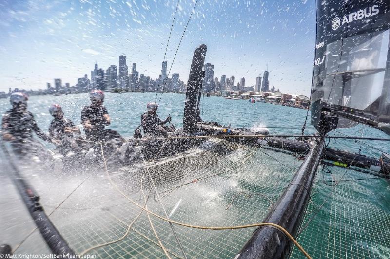SoftBank Team Japan on the Louis Vuitton America's Cup World Series Chicago practice day photo copyright Matt Knighton / SoftBank Team Japan taken at  and featuring the AC45 class