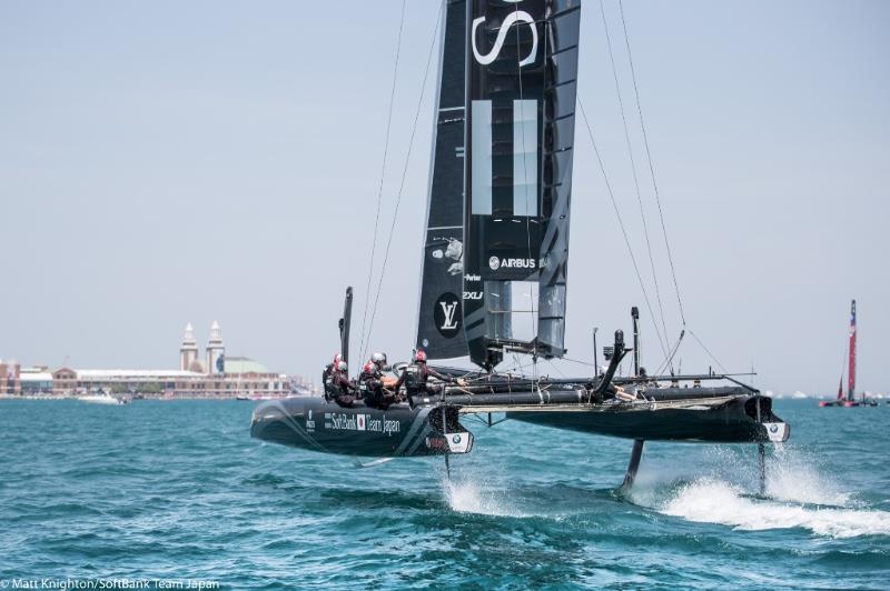 SoftBank Team Japan on the Louis Vuitton America's Cup World Series Chicago practice day photo copyright Matt Knighton / SoftBank Team Japan taken at  and featuring the AC45 class