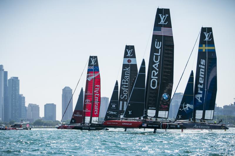 Louis Vuitton America's Cup World Series Chicago practice day photo copyright Amory Ross / Emirates Team New Zealand taken at  and featuring the AC45 class