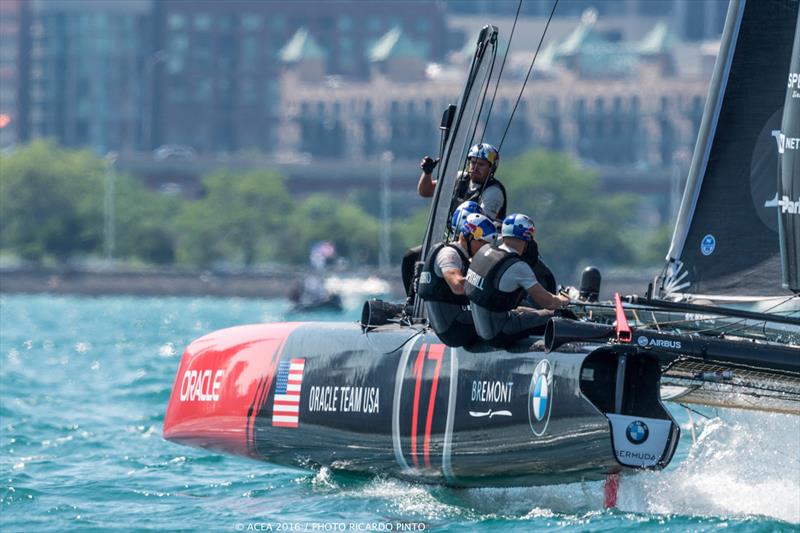 ORACLE TEAM USA on the Louis Vuitton America's Cup World Series Chicago practice day - photo © Ricardo Pinto