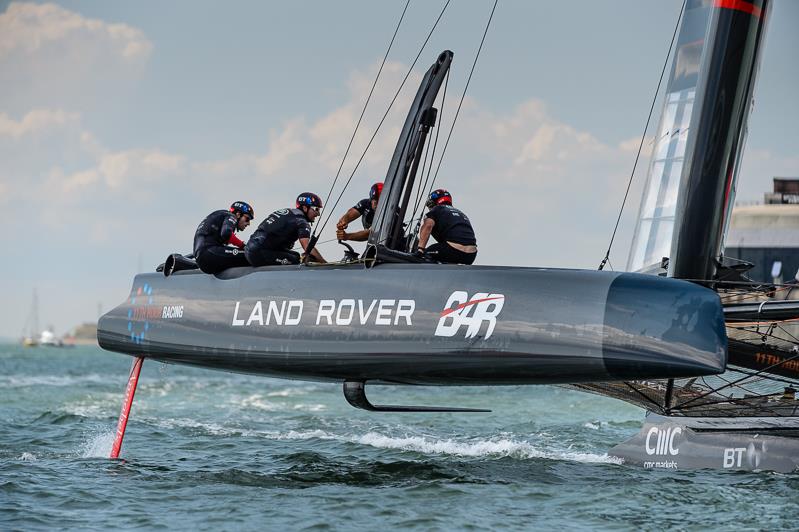 Louis Vuitton America's Cup World Series Portsmouth 2016 practice day photo copyright Sam Kurtul taken at  and featuring the AC45 class