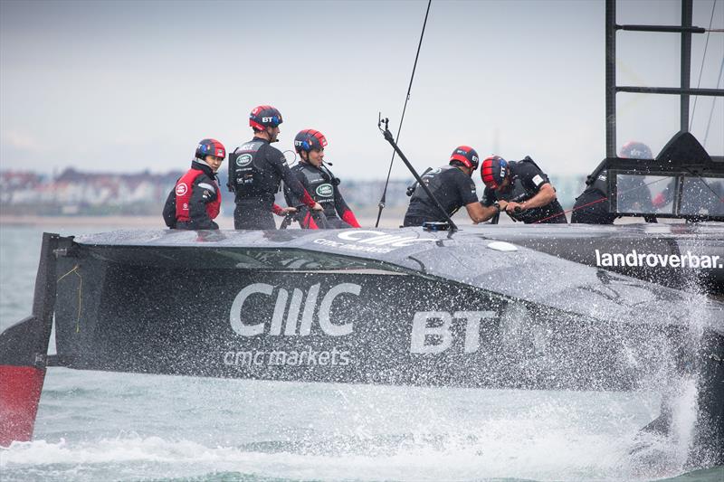 The team testing on-board T3 photo copyright Harry KH / Land Rover BAR taken at  and featuring the AC45 class