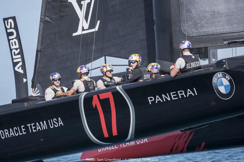 ORACLE TEAM USA sail their America's Cup Class boat '17' for the first time photo copyright Sam Greenfield / ORACLE TEAM USA taken at  and featuring the AC50 class
