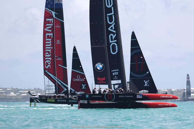 ORACLE TEAM USA beat Emirates Team New Zealand on the opening day of the 35th America's Cup - photo © ACEA 2017 / Gilles Martin-Raget