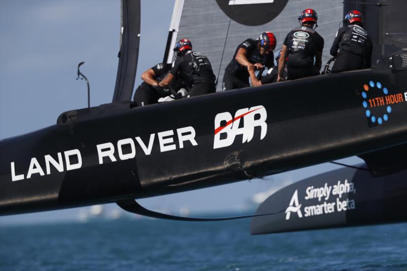 Damage for Land Rover BAR on the opening day of the 35th America's Cup photo copyright Lloyd Images taken at  and featuring the AC50 class